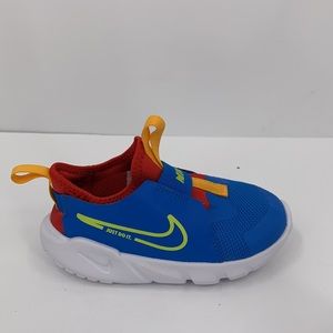 Nike Flex Runner 2 sneakers shoe kids toddler boys blue red orange stretch 9